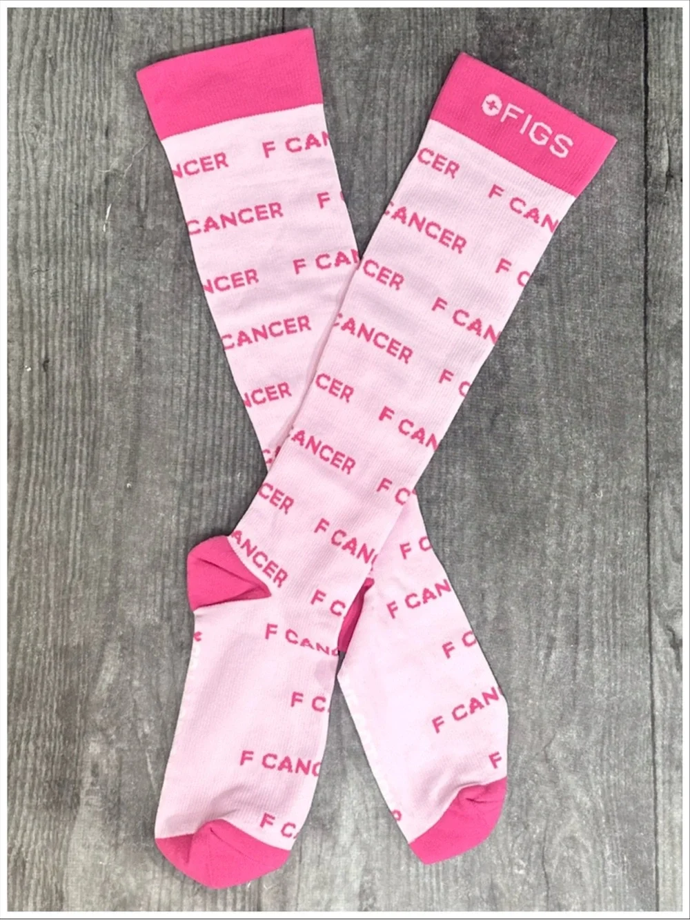 FIGS Socks Pink “F Cancer” Compression Socks NEW ~ Size L ~ Item #865